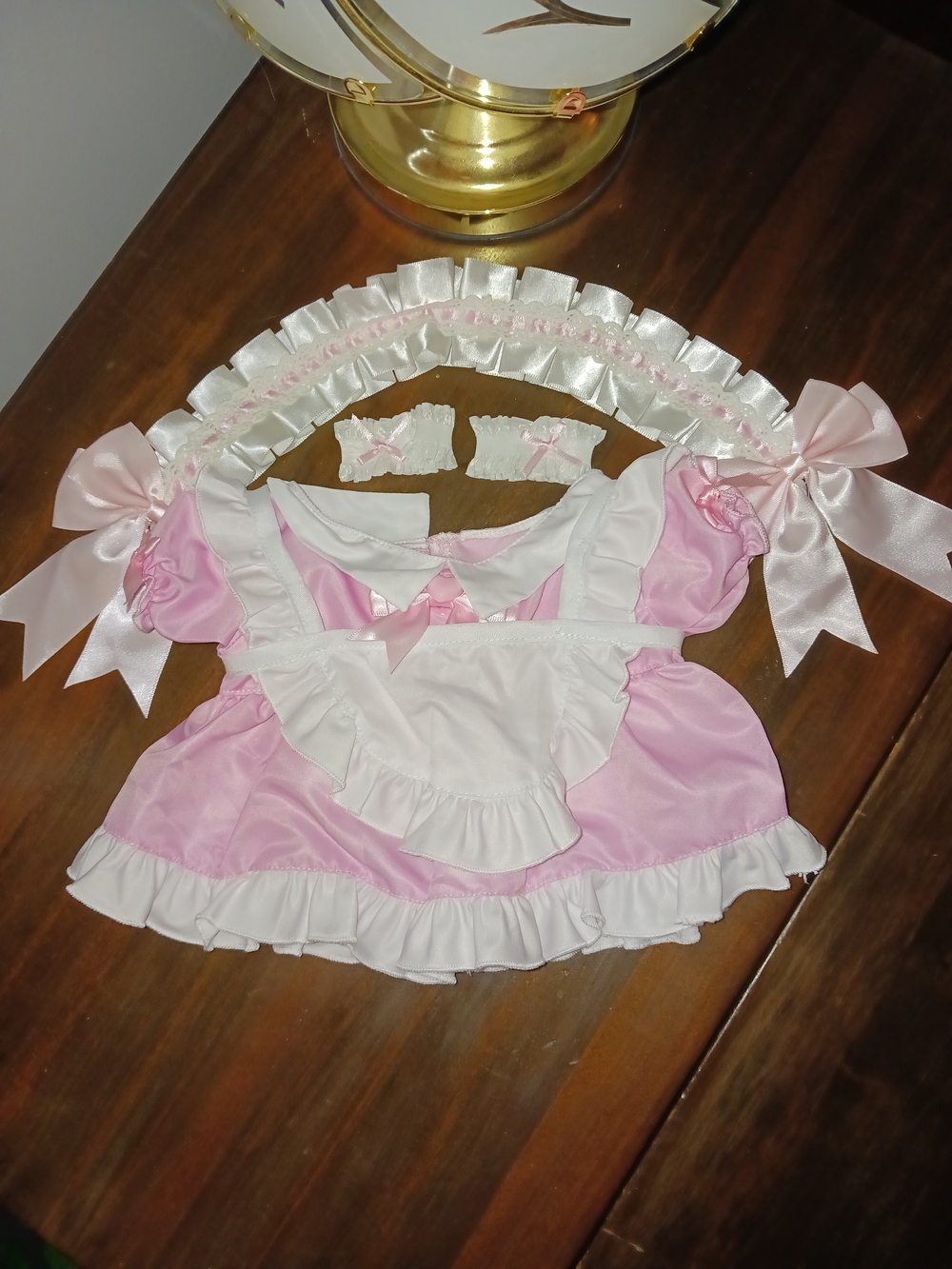 Build a Bear size Japan Kawaii Lolita Style Outfit Pink Dress Apron Bows